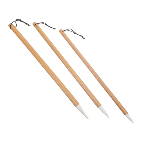 Toyvian 3 Piezas Pinceles Caligrafía Chinos para Principiantes Mango Bambú Ergonómico Pelo Cabra Para Dibujo y Pintura Tinta Portátil y Fácil Limpieza Estudiantes y Artistas