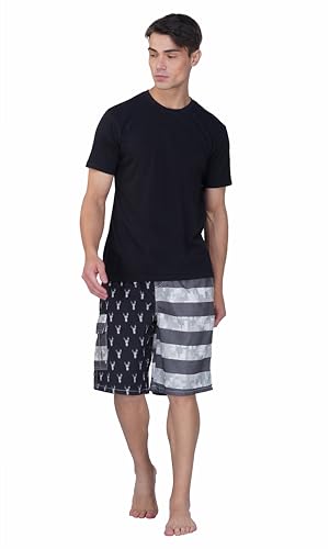 North 15 Men's American Flag Microfiber Swim Trunk Boardshorts with Cargo Pocket