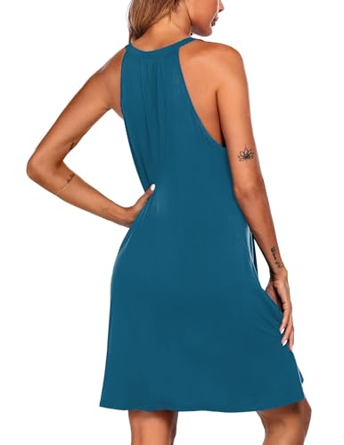 Image of Ekouaer Womens Nightgown Sleeveless Sleepwear V Neck Racerback Sleep Dress
