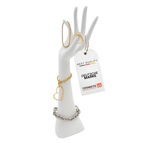 TOPANBIETER 999 Schmuckhand - Soporte para joyas, tamaño de mano blanca, para pulseras, collares, anillos, etc.