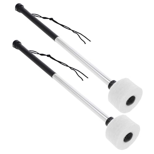 Levemolo 2 piezas Baquetas de batería con mango de acero inoxidable y cabeza de fieltro para escenario miniatura 1