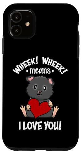 Funny Kawaii Kids I Love You Black Guinea Pig Lover �X�}�z�P�[�X iPhone 11 �p