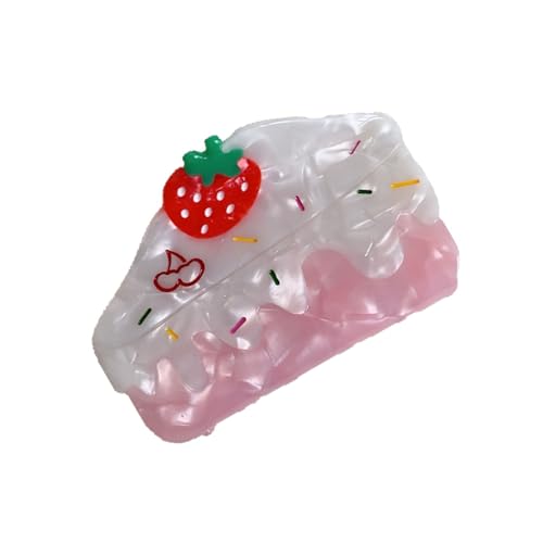 Pinza para el pelo con forma de pastel de color crema dulce, agarre de acrílico fuerte y seguro para mujeres y niñas, uso diario y eventos especiales