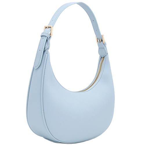 FashionPuzzle Elegante bolsa de ombro crescente nas axilas, Azul claro, Medium