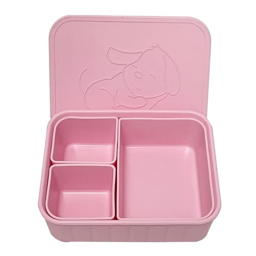 Seyrnicay Lonchera para niños, lonchera extraíble de 3 compartimentos, contenedor de aperitivos, lonchera a prueba de fugas para ensaladas, carnes, platos principales