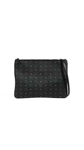 MCM Women's Visetos Medium Pouch, Black, One Size