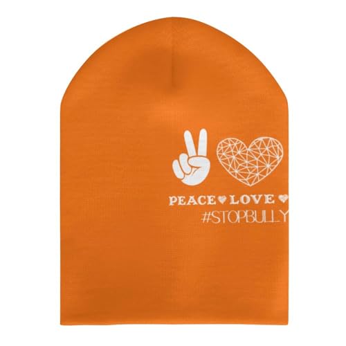 Unity Day - Peace Love Unity Anti Bullying Orange Kids Beanie Hat for for Girls Boys Children Cap Winter Knitted Chemo Cancer Headwear Accessories Gifts Decoration3