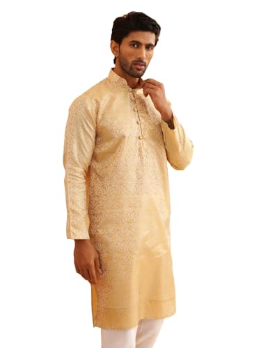 Image of SOJANYA Men's Silk Blend Kurta with Paisley Design