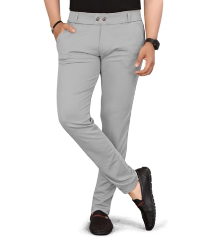 HARSHAD KUMAR & CO. Men's Solid Flexible Slim Fit Stretchable Comfortable Formal Trousers Pants