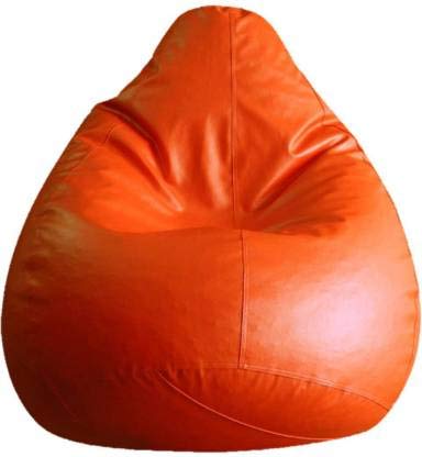 Cloud Techno Leatherette Tear Drop Bean Bag Cover Without Beans (Orange, XXXL)