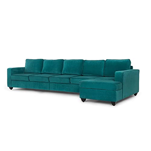 Image of Wakefit Sofa Set | 3 Year Warranty | Sofa 3 Seater, 3 Seater Sofa for Living Room, Wooden Sofa Set, 4 Seater + Right Aligned, Sofa for Living Room - Napper(Malphino : Malibu Green)