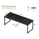 Coleshome 71 Inch Computer Desk with USB Ports, Large Office Desk, Long Study Student Writing Desk, Black - Image 3