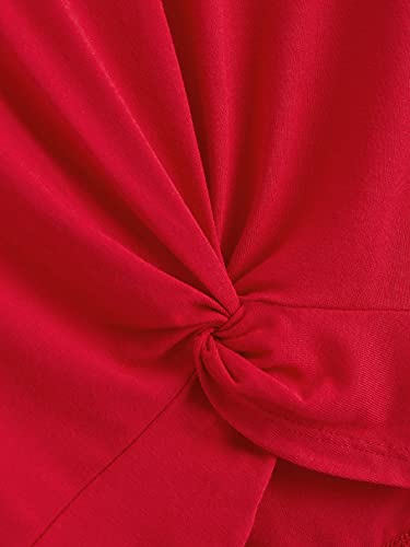 Milumia Girl's Casual Twist Hem Short Sleeve Round Neck Crop Top Tee Shirt3