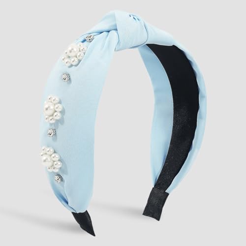 Bandeau fleur de perle rétro crâne haut avec strass couleur Argento