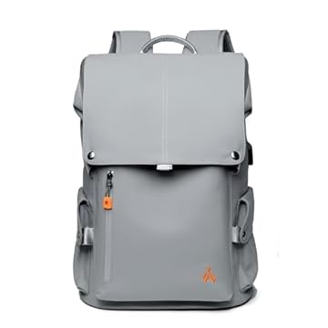 Mochila Impermeável Para Notebook Com Porta USB Integrada Leve Resistente e Moderna Ideal Para Trabalho Viagem e Escola - ELACCENTE (Cinza)