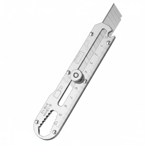 Image of 6-in-1 Utility Cutter Knife with Wrench | Heavy Duty Stainless Steel Precision Cutter for DIY, Office, Industrial & Craft Use