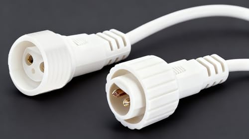 Redefun Prolunga Luci Natale 3 m 2 Pin Maschio Femmina Cavo Connettore IP65 Impermeabile Cavo di Prolunga per Luci Natale Esterno Catena Luminosa, Luce da Giardino, Luce Stringa - Bianco