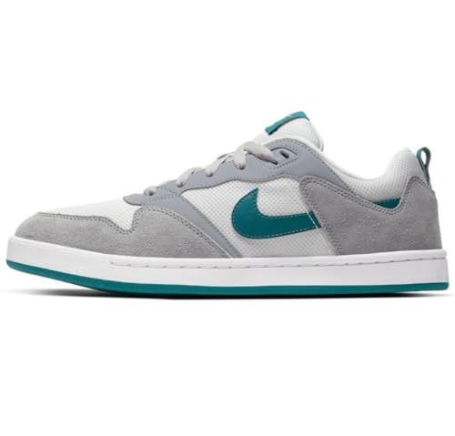 Image of Nike SB Alleyoop Skate Shoes CJ0882-003, Low Top, Suede and Textile, Plush Foam Insole, Grey & Teal (Particle Grey /Geode Teal /Gris Particule, UK Footwear Size System, Adult, Men, Numeric, Medium, 10)