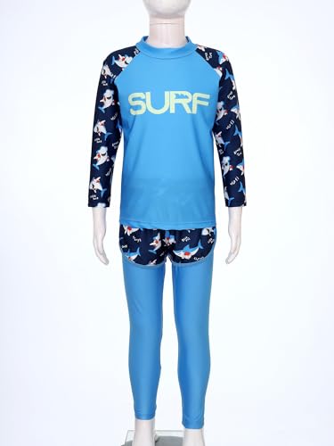 Hedmy Girls Rash Guard 3 Pieces Swimsuits Long Sleeve Bathing Suits Swim Shirts with Shorts Pants Swimwear Set3