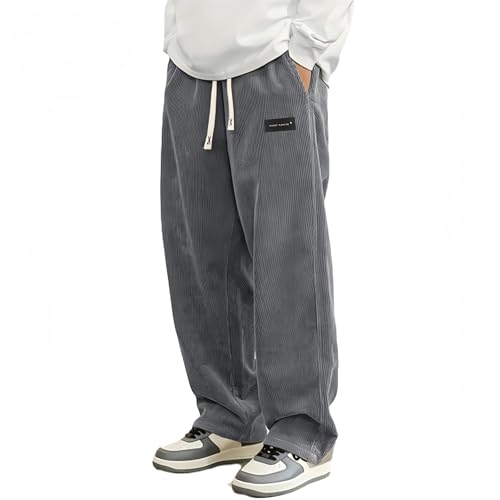 Mokaloha Mens Corduroy Pants, 2025 New Pacificozy Men's Fashion Vintage Sports Corduroy Fabric Logo Embroidered Trousers