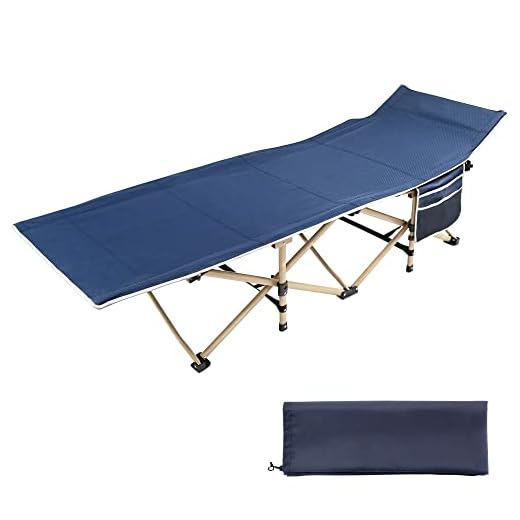 joyionic Cama de Camping Plegable, Capacidad de Carga Máxima 300 kg, Portátil, con Bolsa de Transporte, 190 x 70 x 38 cm, Peso 6 kg, Azul