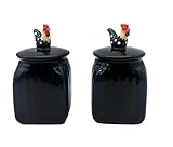 ROOSTER, BLACK W/DOTS 2-PIECE SALT & PEPPER SET, 83728 BY ACK.