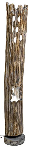 Preisvergleich Produktbild Formano antike Holz-Lampe Bodenlampe Bodenleuchte Stehlampe Stehleuchte Stimmungslampe Harmonie Romantik rustikal grau braun 118cm