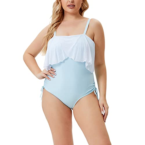Maillot de bain une pièce sexy bleu pour femme grande taille 4XL