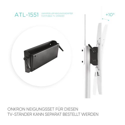 ONKRON Neigungsadapter für TS1551 / TS1552 TV Ständer rollbar mit Neigung bis zu +10°, TV Neigungsplatte für TV Wagen mit Rollen - mobiler Fernsehständer mit Rollen Zubehör Schwarz ATL-1551 – Bild 3