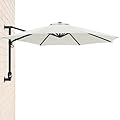 ABCCANOPY Patio Umbrella 10FT - Wall Mount Outdoor Hanging Umbrella Sunshade Umbrella with Crank for Balcony, Apartment, Patio, Garden,Beige