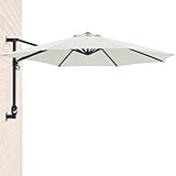 ABCCANOPY Patio Umbrella 10FT - Wall Mount Outdoor Hanging Umbrella Sunshade Umbrella with Crank for Balcony, Apartment, Patio, Garden,Beige