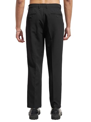 Image of Highlander Men Men Solid Korean Trousers|Relaxed fit|Mid-Rise|Premium Blend|All Day Smart Wear Workwear