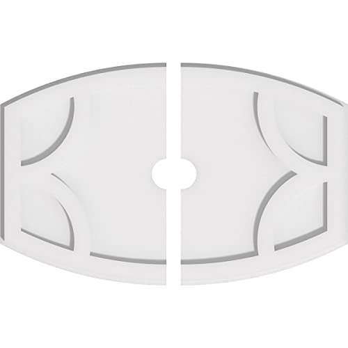 Image of Ekena Millwork CMP22X14KY2-02000 Kailey Architectural Grade PVC Contemporary, Two Piece Urethane Ceiling Medallions 22 inchW x 14 5 /8 inchH x 2 inchID x 11 3 /4 inchC x 1 inchP