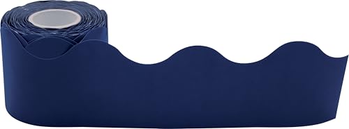 Teacher Created Resources Navy Blue Scalloped Rolled Border Trim - 50ft - Decorate Bulletin Boards, Walls, Desks, Windows, Doors, Lockers, Schools, Classrooms, Homeschool & Offices - Thumbnail 2