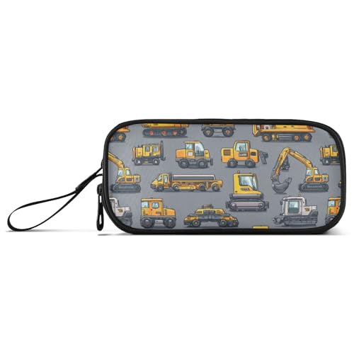 Image of Fisyme Construction Excavator Trucks Pencil Case Large Capacity Pen Box Makeup Pouch Holder Organizer Stationery Bag for School Office College Traval