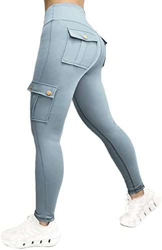 Nuofengkudu Damskie legginsy sportowe z wysokim stanem, z kieszeniami, rozciągliwe spodnie do joggingu, na siłownię, do fitnessu, jogi, na co dzień