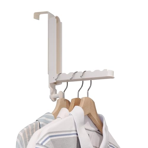 ドアハンガー 伸縮折り畳み フック 4-4.5cm厚ドア専用 扉傷つかない ポータブル 省スペースのドアフック 吊り下げ 大容量収納 玄関/浴室/寝室/旅館/クローゼット用 多用途ドアハンガー 衣類 バッグ 帽子掛け ホワイト
