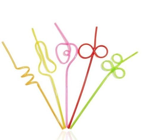 Crazy Straws for Kids Silly Straws for Kids Reusable Drinking Straws - Pack of 5