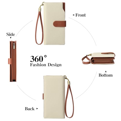 GAEKEAO Womens Wallets Large Capacity Leather Card Holder RFID Blocking Wristlet Clutch Long Travel Ladies Purse4