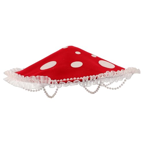 Chapeau de sorcière champignon rouge avec fausse perle élégante OUNONA
