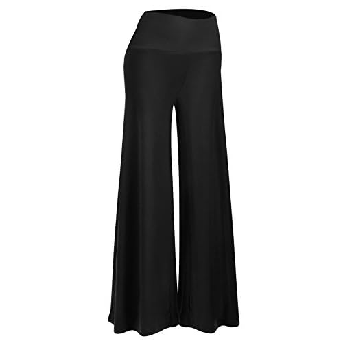 Arolina Women's Stretchy Wide Leg Palazzo Lounge Pants Casual Comfy High Waist Palazzo Pants X-Large Black