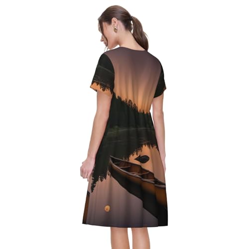 Robe d'été à manches courtes Moonlit Canoe pour un style décontracté au quotidien