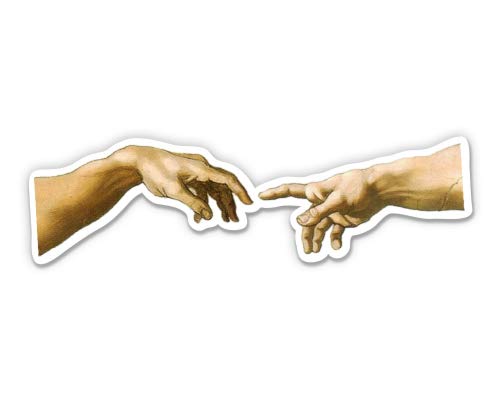 The Creation of Adam Michelangelo Vinyl Sticker Decal, 3 inch | Decal for Water Bottle, Car, Laptop, Phone, Luggage