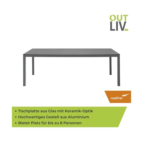 OUTLIV. Esstisch Aluminium Glas-Keramik Anthrazit