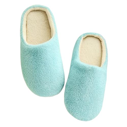 Chausson hiver femmes chaud en peluche et pantoufles de maison antidérapantes style B bleu