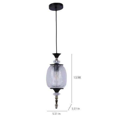 Image of ELIANTE Modern Glass Hanging Light for Living Room & Dining Area | Metal Ceiling Lamp with Elegant Glass Shade | 3 Years Warranty | Free Bulb (Lunelle)