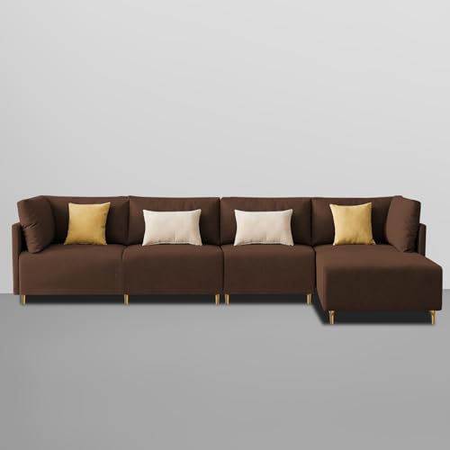 Image of Carina RHS 6 Seater L Shape Sofa Set for Living Room (Brown Fabric) Premium Fabric Sofa