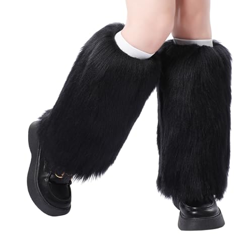 Calentadores de piernas esponjosos unisex para carnaval coleccion 2026 talla unica color negro