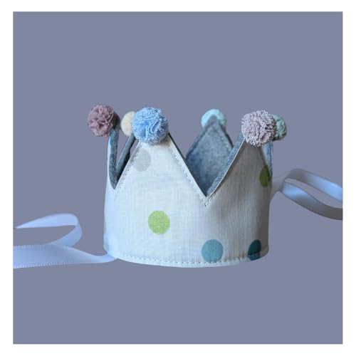 Personalisierte handgemachte Hundekrone - Individuelle Krone für besondere Anlässe, Klein, weiß mit bunten Punkten