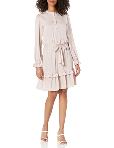 Tommy Hilfiger Damen Women's Long Sleeve Button Front Dress with Flounce...